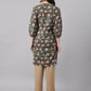 Janasya Women's Dark Green Cotton Floral Print Casual Regular Tunic | Swadesiicart