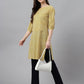 Janasya Women's Yellow Cotton Ethnic Motifs Casual Regular Tunic | Swadesiicart