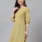 Janasya Women's Yellow Cotton Ethnic Motifs Casual Regular Tunic | Swadesiicart