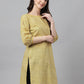 Janasya Women's Yellow Cotton Ethnic Motifs Casual Regular Tunic | Swadesiicart