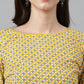 Janasya Women's Yellow Cotton Ethnic Motifs Casual Regular Tunic | Swadesiicart