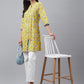 Janasya Women's Yellow Cotton Floral Print Casual Empire Tunic | Swadesiicart