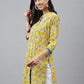 Janasya Women's Yellow Cotton Floral Print Casual Empire Tunic | Swadesiicart