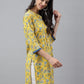 Janasya Women's Yellow Cotton Floral Print Casual Empire Tunic | Swadesiicart
