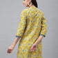 Janasya Women's Yellow Cotton Floral Print Casual Empire Tunic | Swadesiicart