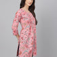 Janasya Women's Pink Cotton Floral Print Casual Regular Tunic | Swadesiicart