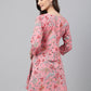 Janasya Women's Pink Cotton Floral Print Casual Regular Tunic | Swadesiicart