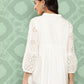Janasya Women's White Cotton Schiffli Casual A-Line Top | Swadesiicart