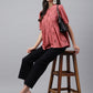 Janasya Women's Pink Cotton Schiffli Casual Gathered Top | Swadesiicart