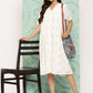Janasya Women's White Cotton Schiffli Empire Casual Dress | Swadesiicart