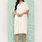 Janasya Women's White Cotton Schiffli Empire Casual Dress | Swadesiicart