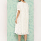 Janasya Women's White Cotton Schiffli Empire Casual Dress | Swadesiicart