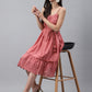 Janasya Women's Pink Cotton Schiffli Flared Western Dress | Swadesiicart