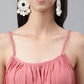 Janasya Women's Pink Cotton Schiffli Flared Western Dress | Swadesiicart