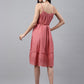 Janasya Women's Pink Cotton Schiffli Flared Western Dress | Swadesiicart