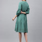 Janasya Women's Green Cotton Schiffli Flared Casual Dress | Swadesiicart