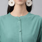 Janasya Women's Green Cotton Schiffli Flared Casual Dress | Swadesiicart