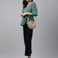 Janasya Women's Green Cotton Schiffli Casual Peplum Top | Swadesiicart