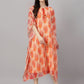 Janasya Women's Orange Chiffon Lurex Floral Printed Casual Kaftan Kurta | Swadesiicart