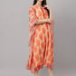 Janasya Women's Orange Chiffon Lurex Floral Printed Casual Kaftan Kurta | Swadesiicart