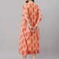 Janasya Women's Orange Chiffon Lurex Floral Printed Casual Kaftan Kurta | Swadesiicart