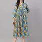 Janasya Women's Yellow Chiffon Lurex Floral Printed Casual flared Kurta | Swadesiicart