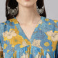 Janasya Women's Yellow Chiffon Lurex Floral Printed Casual flared Kurta | Swadesiicart