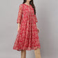 Indian Clothing Janasya Women's Dark Pink Chiffon Lurex Floral Printed Casual flared Kurta - Swadesiicart