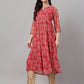 Indian Clothing Janasya Women's Dark Pink Chiffon Lurex Floral Printed Casual flared Kurta - Swadesiicart