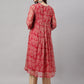 Indian Clothing Janasya Women's Dark Pink Chiffon Lurex Floral Printed Casual flared Kurta - Swadesiicart