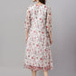 Janasya Women's Orange Chiffon Lurex Floral Printed Kaftan Casual Dress | Swadesiicart