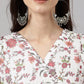 Janasya Women's White Chiffon Lurex Floral Printed Flared Casual Dress | Swadesiicart