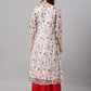 Janasya Women's White Chiffon Lurex Floral Printed Casual flared Kurta | Swadesiicart