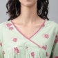 Janasya Women's Light Green Cotton Floral Printed Casual Flared Kurta - Swadesiicart
