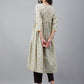 Janasya Women's Light Yellow Cotton Floral Printed Party Flared Kurta | Swadesiicart