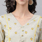 Janasya Women's Light Yellow Cotton Floral Printed Party Flared Kurta | Swadesiicart
