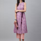 Janasya Women's Lavender Cotton Floral Printed Casual A-Line Kurta | Swadesiicart