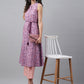 Janasya Women's Lavender Cotton Floral Printed Casual A-Line Kurta | Swadesiicart