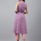 Janasya Women's Lavender Cotton Floral Printed Casual A-Line Kurta | Swadesiicart