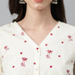 Janasya Women's Off White Cambric Cotton Botanical Print Asymmetric Top | Swadesiicart