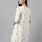 Janasya Women's Off White Cambric Cotton Botanical Print Flared Tunic | Swadesiicart