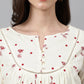 Janasya Women's Off White Cambric Cotton Botanical Print Flared Tunic | Swadesiicart