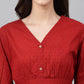 Janasya Women's Maroon Dobby Cotton Solid Peplum Top | Swadesiicart