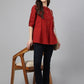 Janasya Women's Maroon Cotton Dobby Solid Flared Top | Swadesiicart