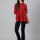 Janasya Women's Maroon Cotton Dobby Solid Flared Top | Swadesiicart
