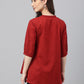 Janasya Women's Maroon Cotton Dobby Solid Flared Top | Swadesiicart