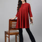 Janasya Women's Maroon Dobby Cotton Solid A-Line Tunic | Swadesiicart