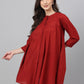 Janasya Women's Maroon Dobby Cotton Solid A-Line Tunic | Swadesiicart
