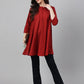 Janasya Women's Maroon Dobby Cotton Solid A-Line Tunic | Swadesiicart