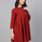 Janasya Women's Maroon Dobby Cotton Solid A-Line Tunic | Swadesiicart